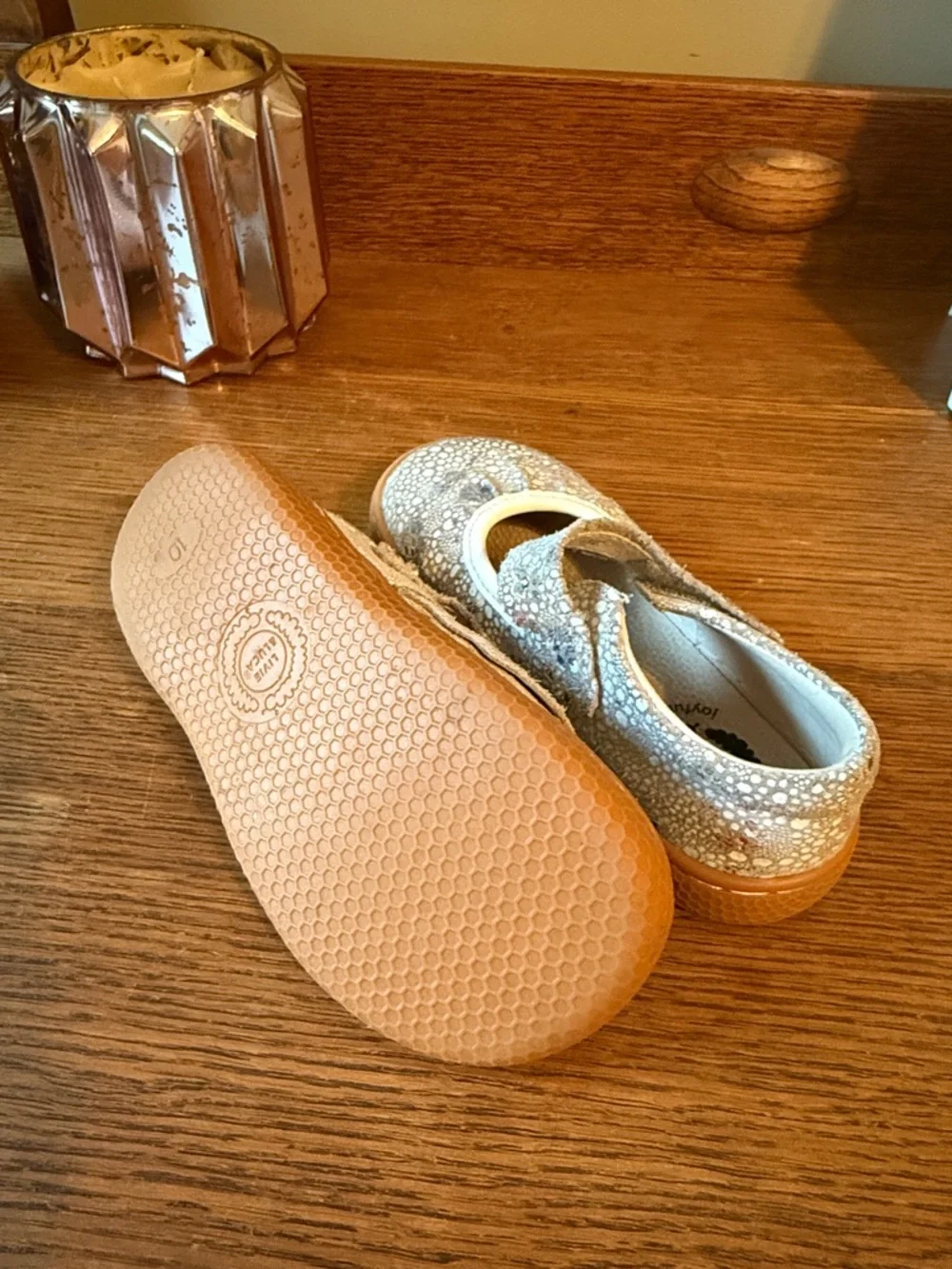Livie & Luca Cream Sparkle Mary Jane Girls' Dress Shoes - Picture 4 of 4